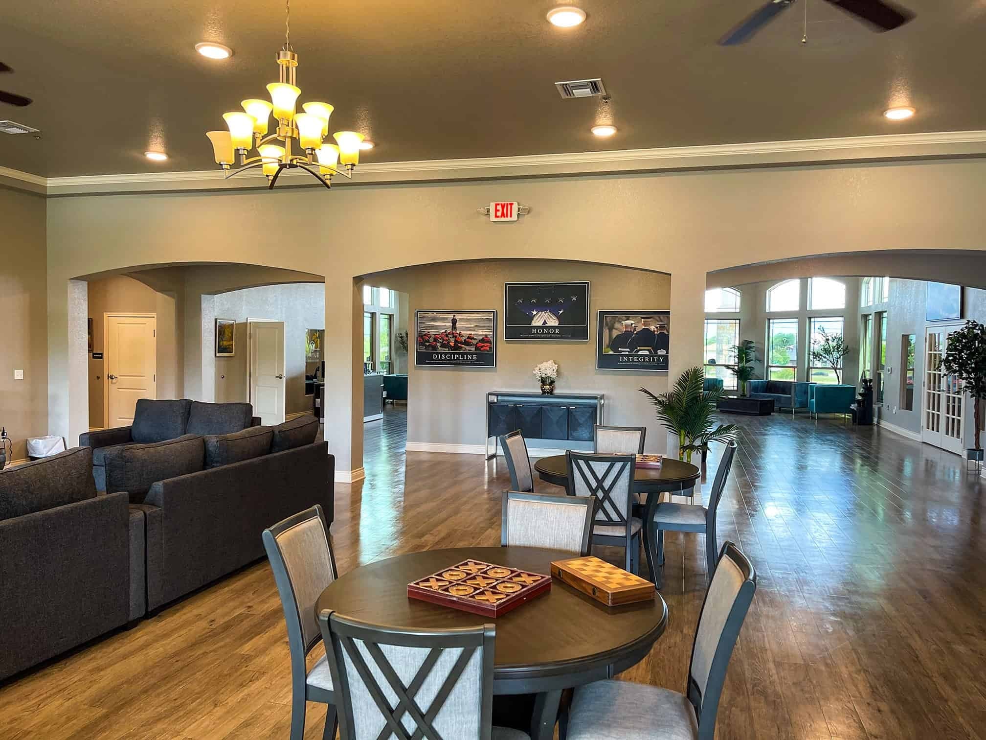 A calm, comfortable common area inside Ambience Recovery Center