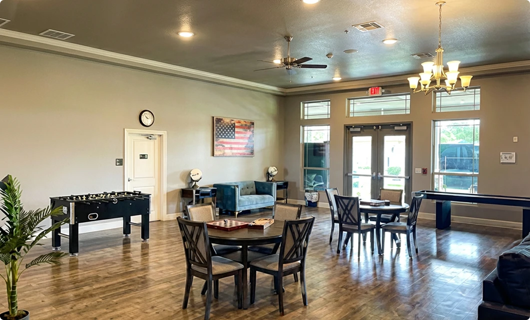 Recreation room with a game table